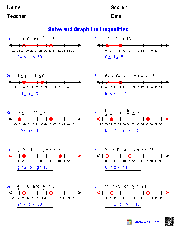 Compound Inequalities Worksheet Algebra 2