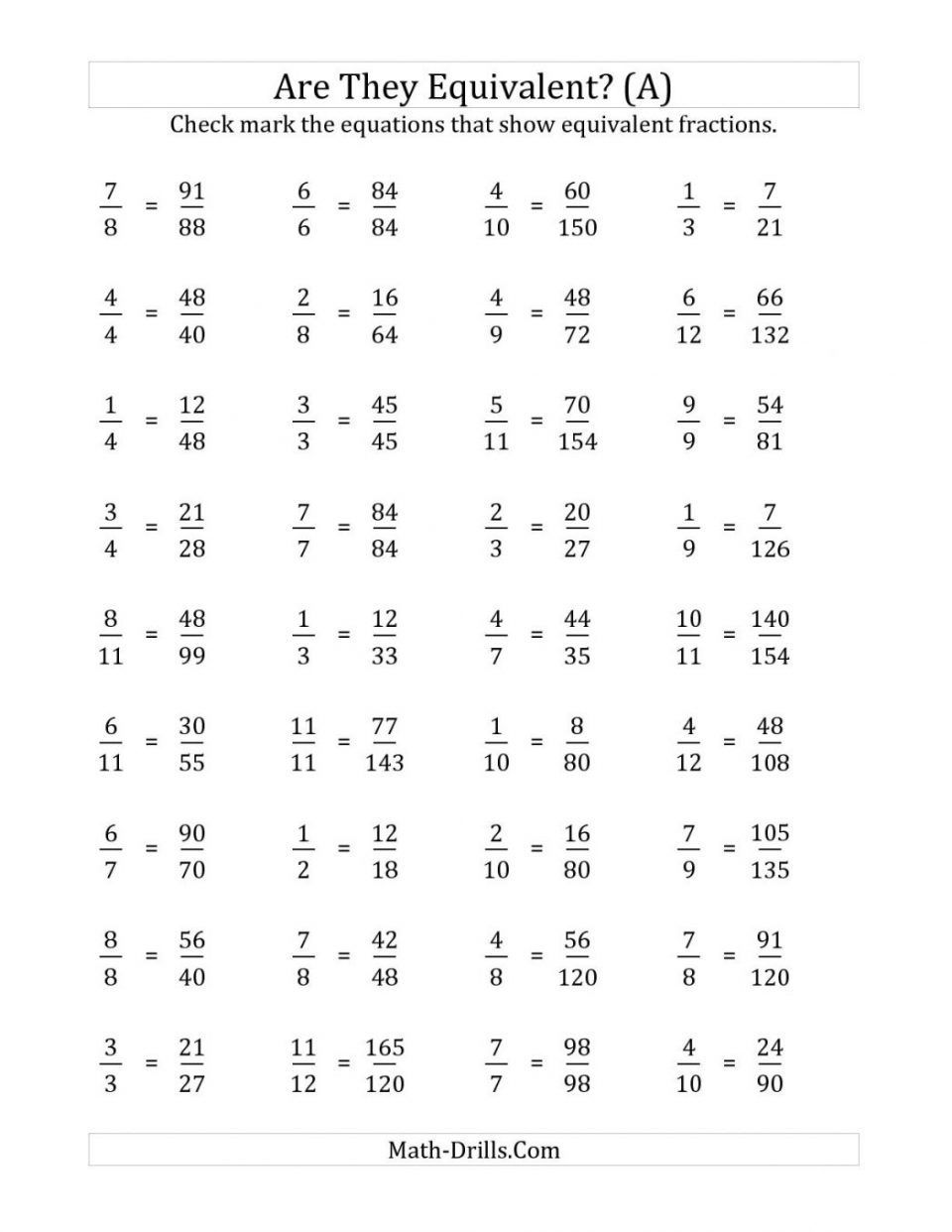 Sixth Grade Math Worksheets Fractions
