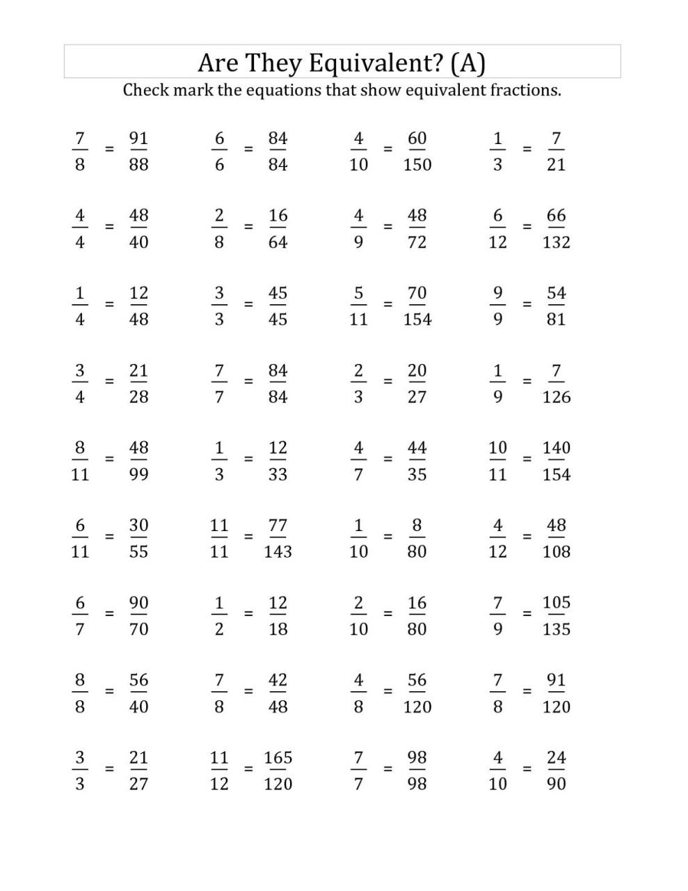 Math Worksheets Grade 6 Fractions