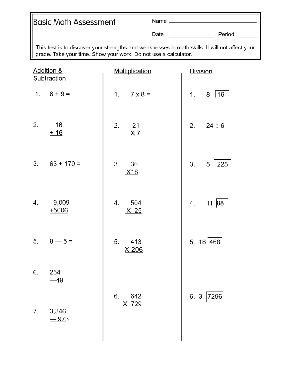 Math Practice Worksheets 6Th Grade