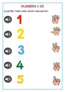 Numbers 110 online worksheet for Kindergarten
