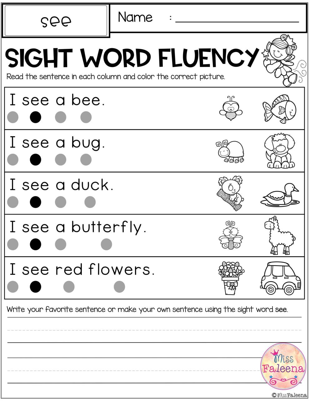 Sight Word Fluency (PrePrimer) Sight word fluency, Sight words