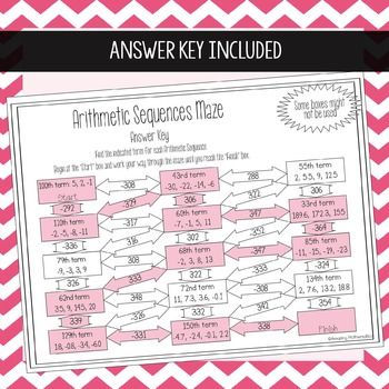 Arithmetic Sequence Maze Worksheet With Answers