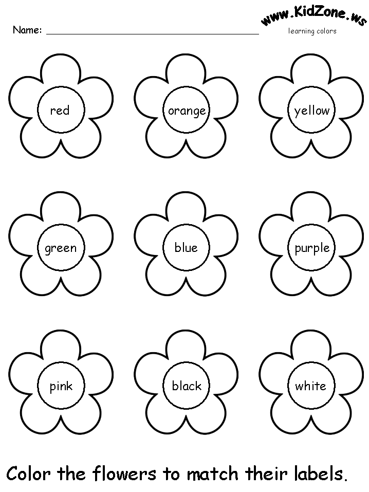 Review Flowers Color worksheets for preschool, Preschool colors