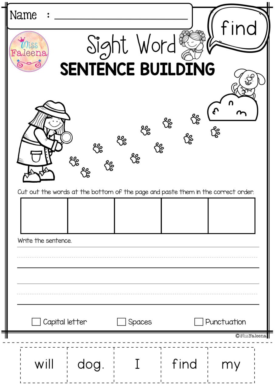 Sight Word Sentence Building PrePrimer has 40 pages of sentence