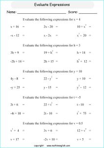 Addition And Subtraction Of Algebraic Expressions Worksheets in 2020