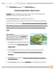 Student Exploration Water Cycle Worksheet Answer Key