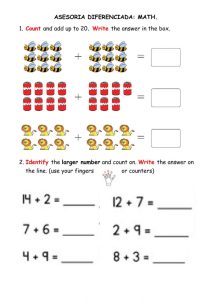 Addition up to 20 worksheet