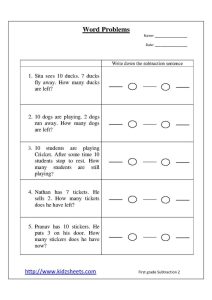 10 Free Printable 2nd Grade Math Worksheets Word Problems 1st grade