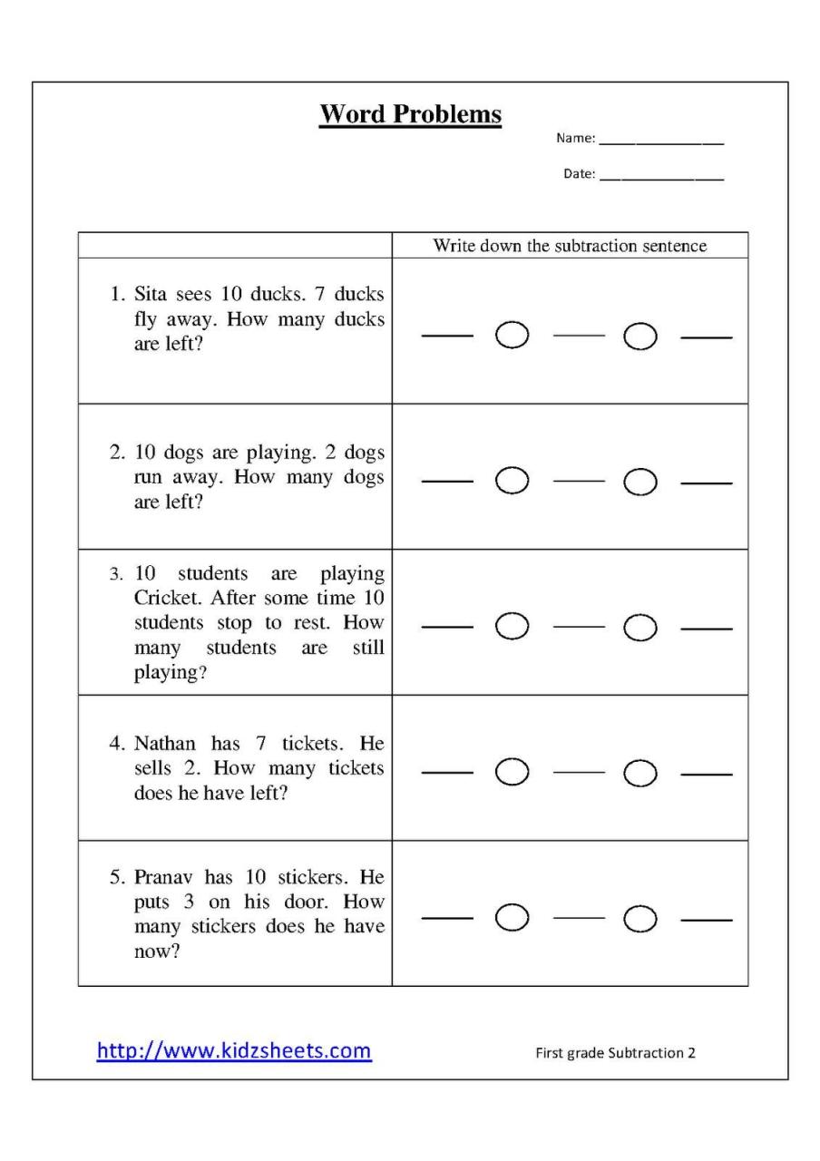 Free 2Nd Grade Math Worksheets Word Problems