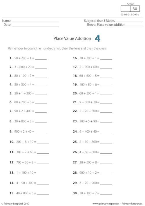 Printable Year 4 Maths Worksheets Uk