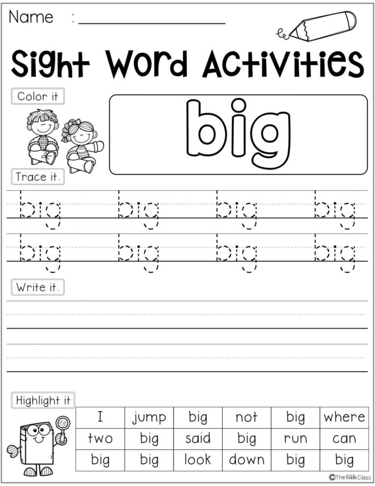 Free Kindergarten Sight Words Worksheets Pdf