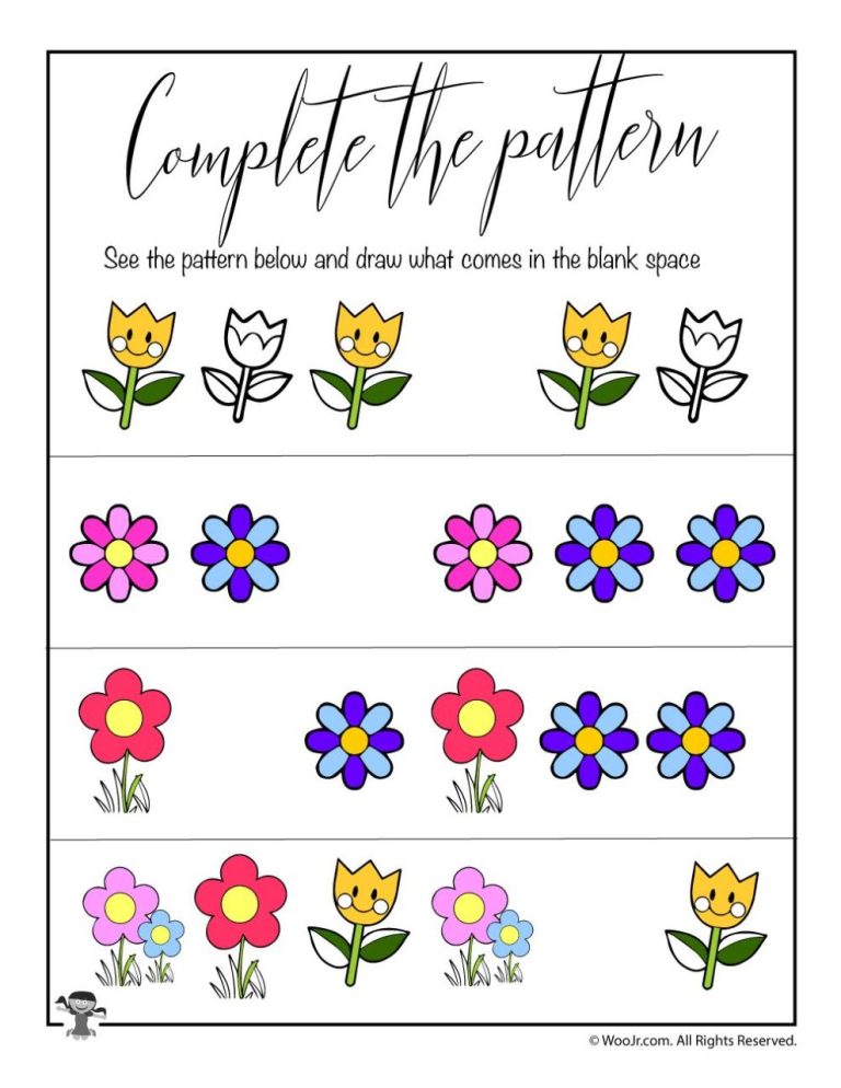 Spring Pattern Worksheets For Kindergarten