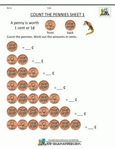 free money math worksheets count the pennies 1