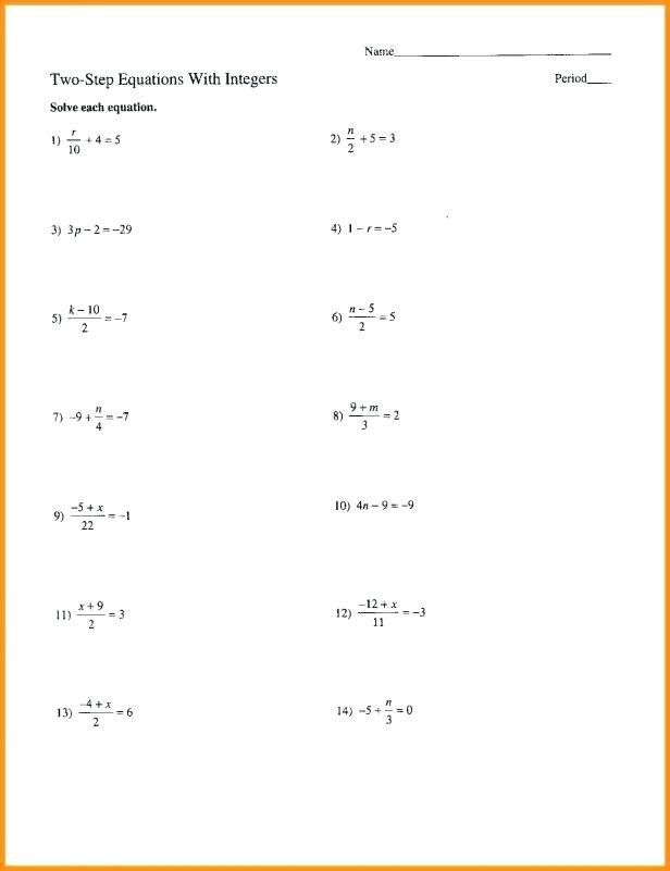 One Step Equations With Fractions Worksheet Pdf worksheet