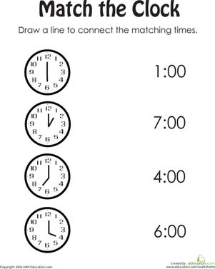 Time Clock Worksheets For Kindergarten