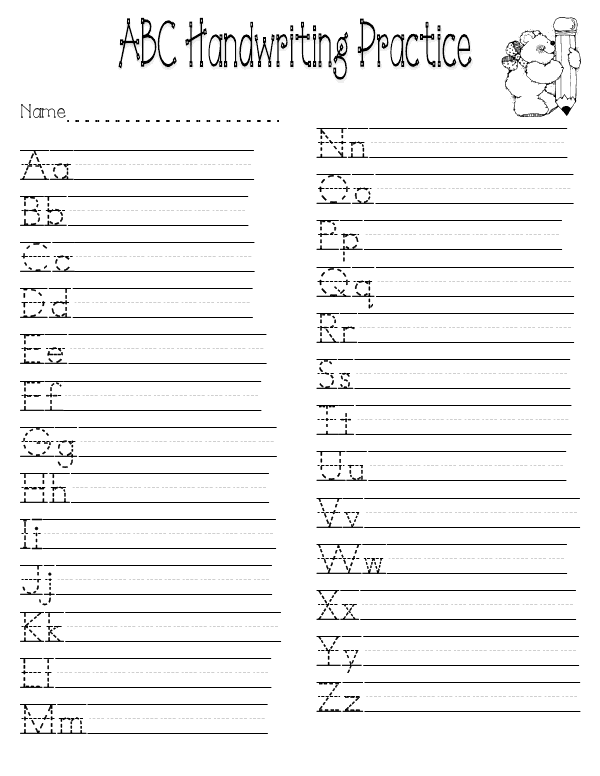 Printable Handwriting Sheets Alphabet
