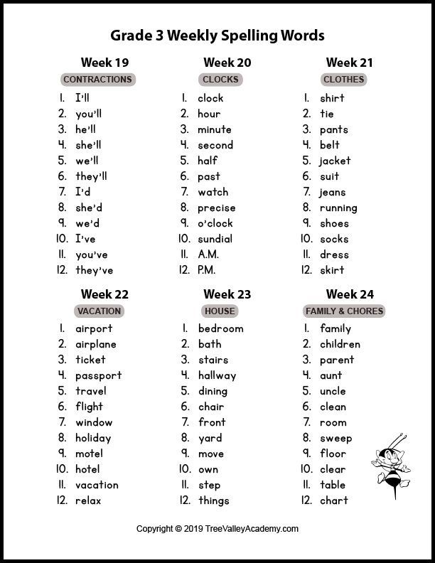 3rd Grade Spelling Words Worksheets Free