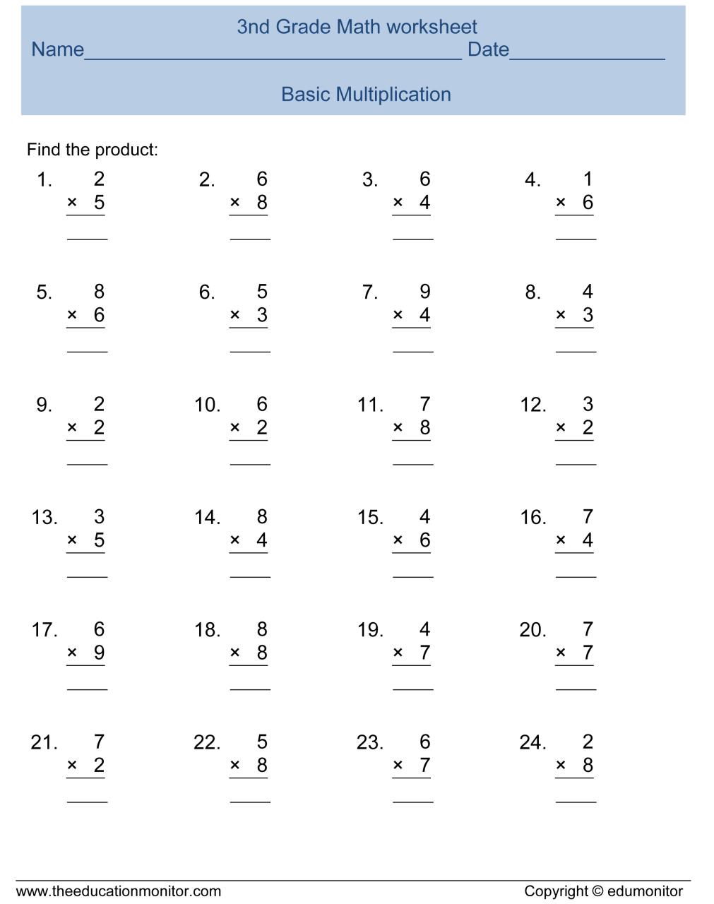 3rd Grade Multiplication, worksheets for extra practice, more