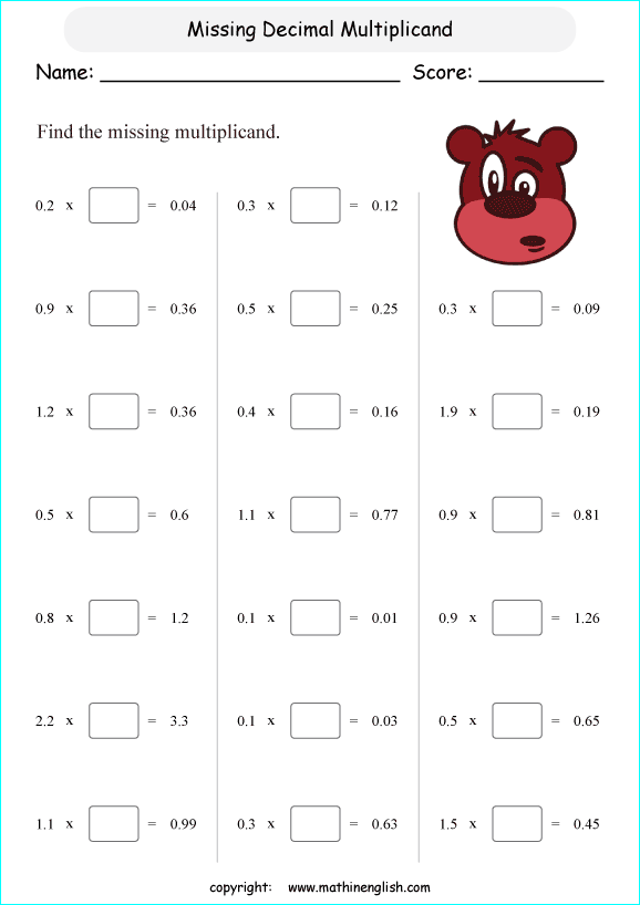 4Th Grade Math Worksheets Multiplication