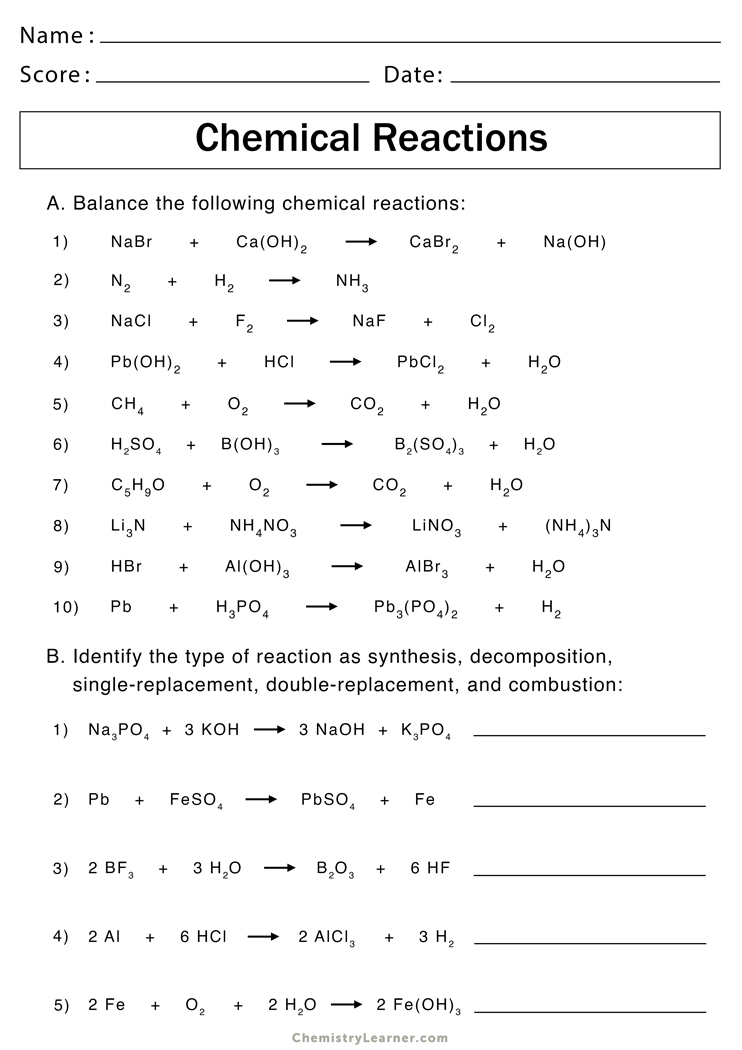 Balancing Chemical Equations Worksheet Answers Gizmo