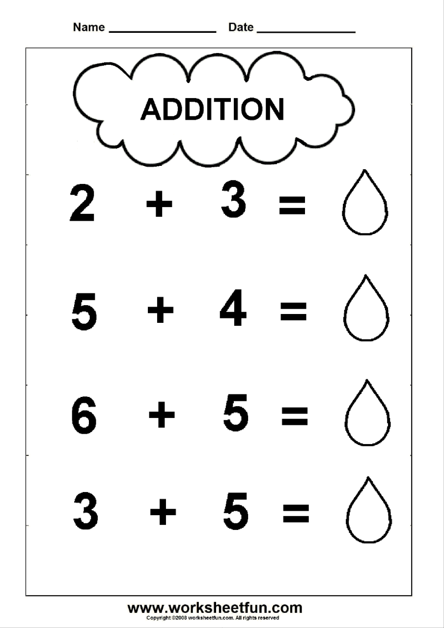 Beginner Addition 2 Kindergarten Addition Worksheets / FREE Printable