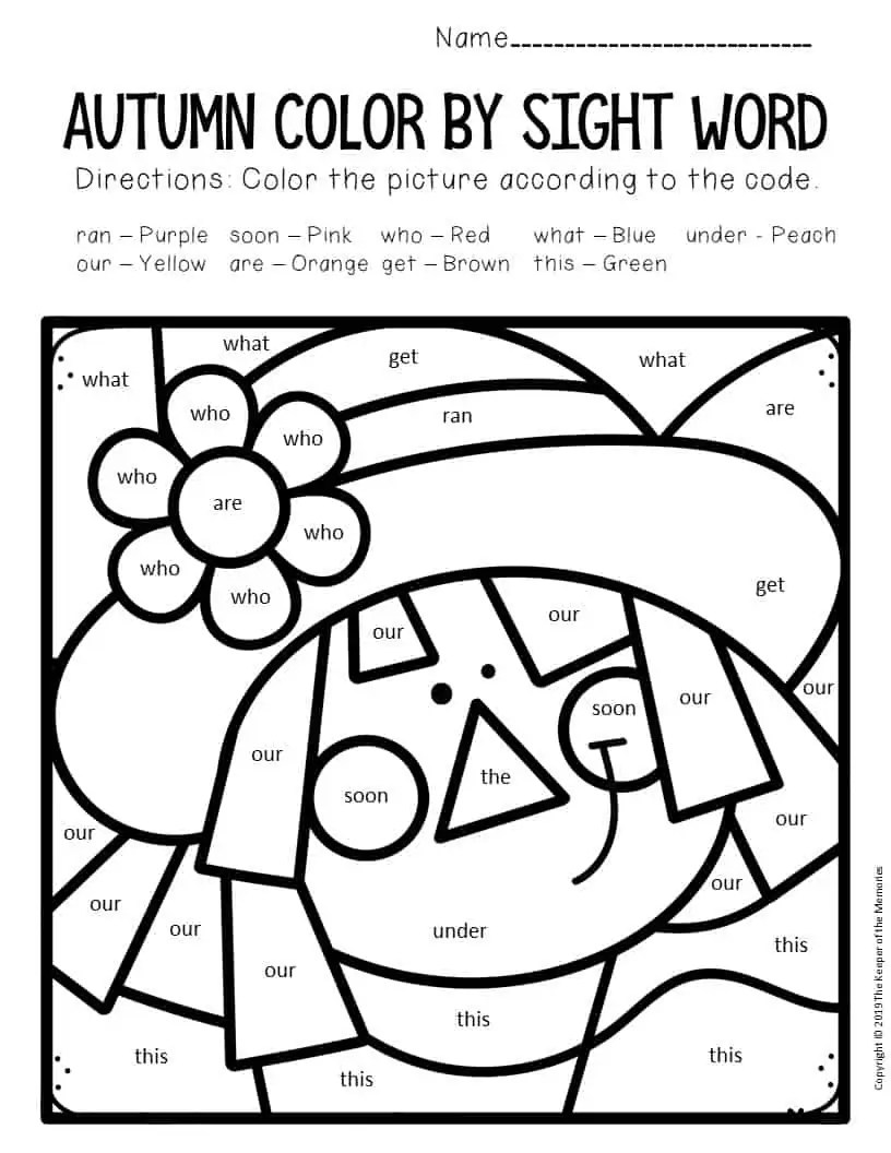 Sight Words Coloring Worksheets For Kindergarten
