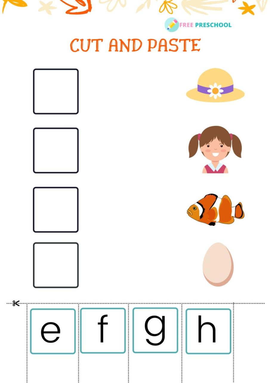 Cutting And Pasting Activity For Kindergarten