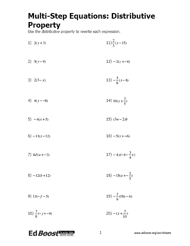 Awesome two step equations worksheet pdf MultiStep Equations