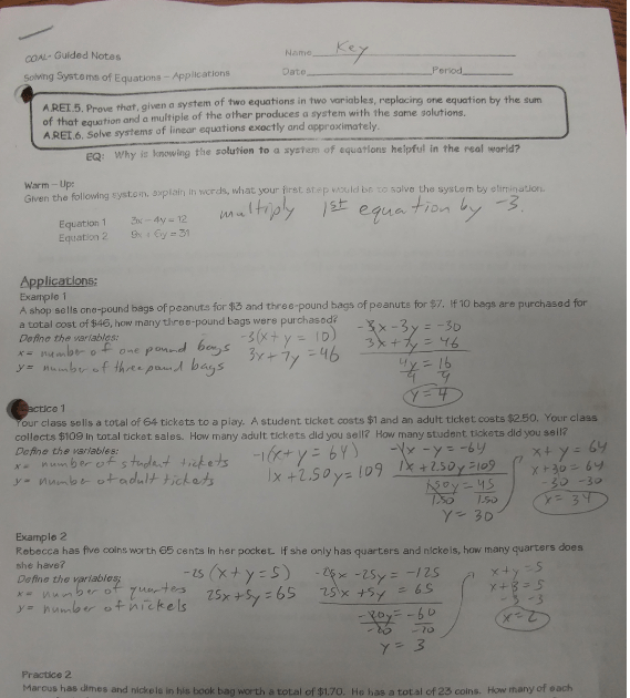 Solving Systems Of Equations Worksheet Answer Key Algebra 2