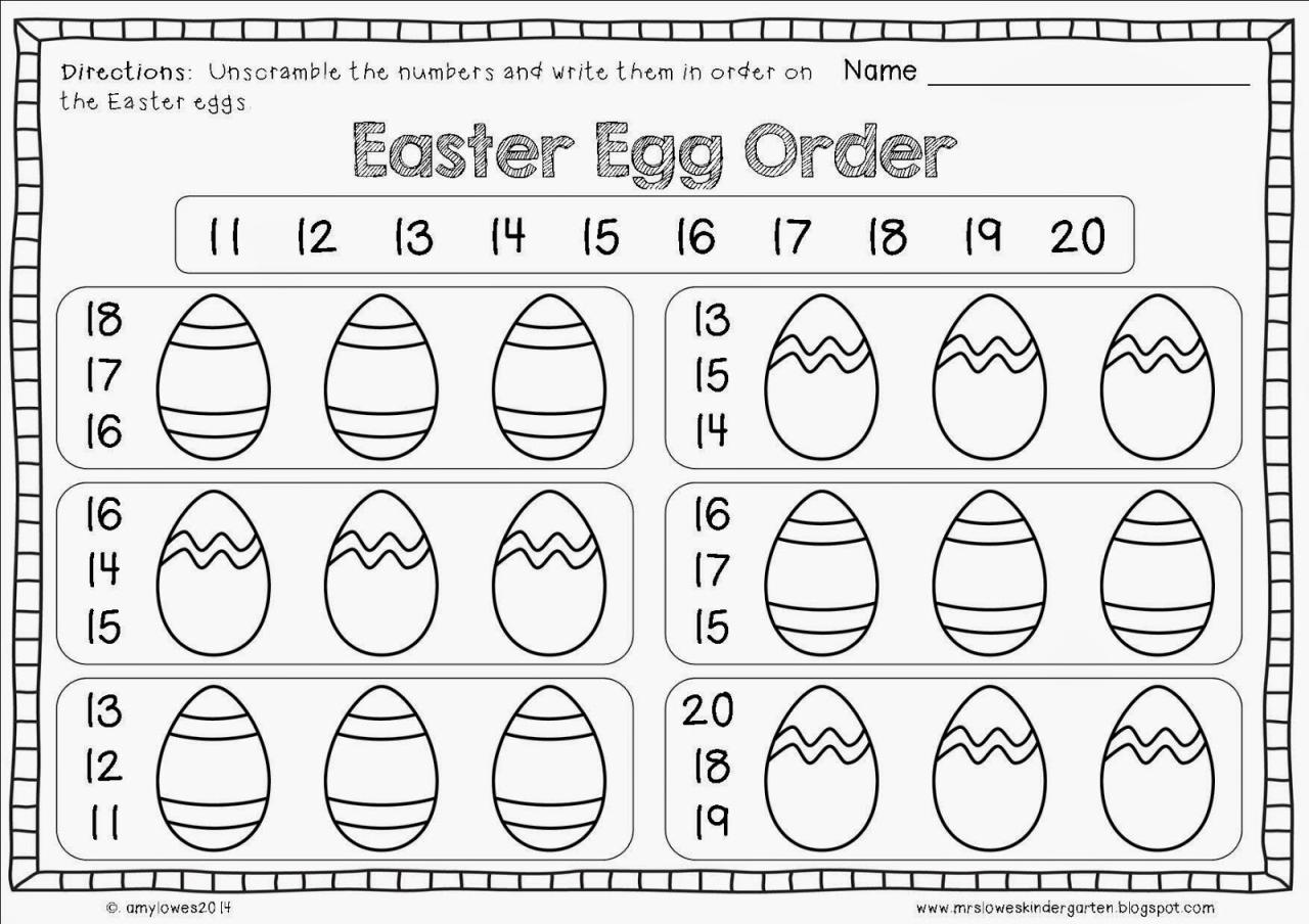Easter Egg Math Worksheets Kindergarten