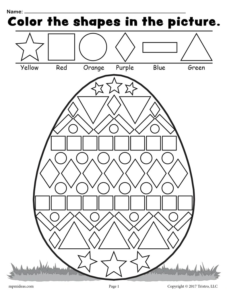 FREE Easter Egg Shapes Worksheet & Coloring Page! SupplyMe