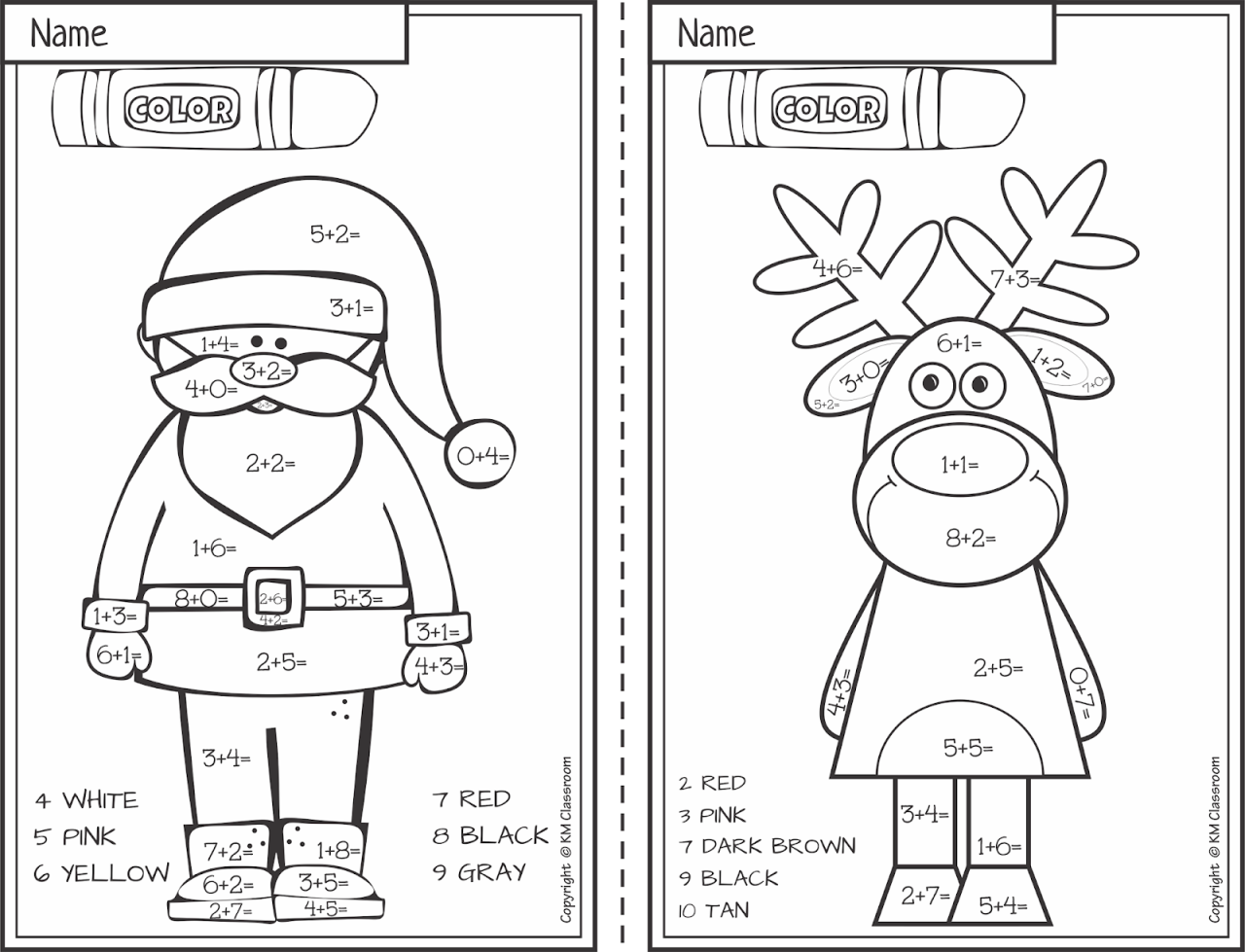 Christmas Addition Worksheet Kindergarten