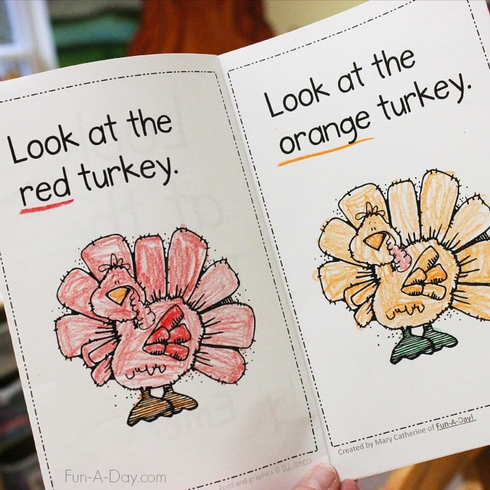 Thanksgiving Printable Emergent Reader to Teach Kids Colors