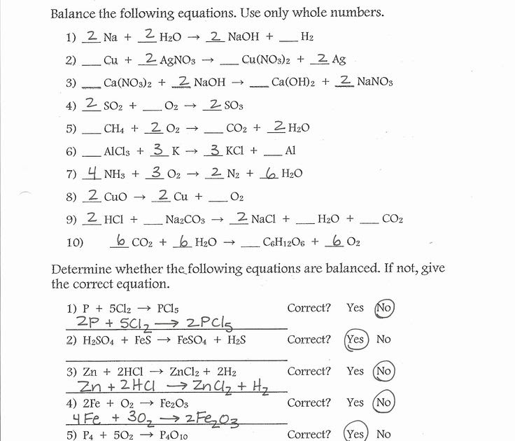 Balance Equation Worksheet Pdf