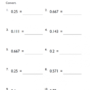 Fifth Grade Converting Decimals to Fractions Math Worksheets EduMonitor