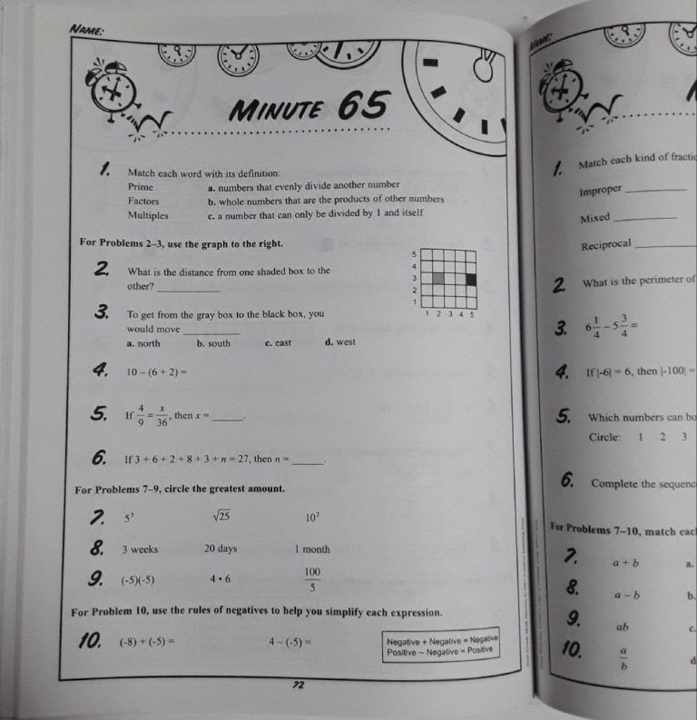 Minute Math Worksheets 6Th Grade