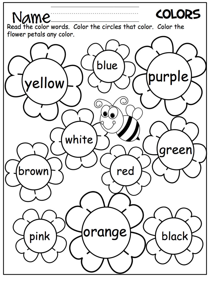 Kindergarten English Worksheets Colour Coloring Sheets