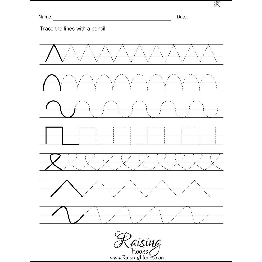 Kindergarten Worksheets Tracing Lines