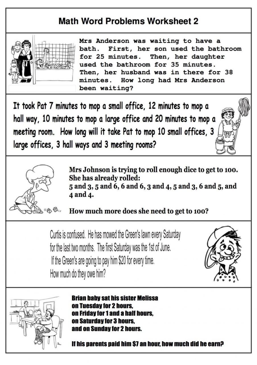 2Nd Grade Math Worksheets Word Problems