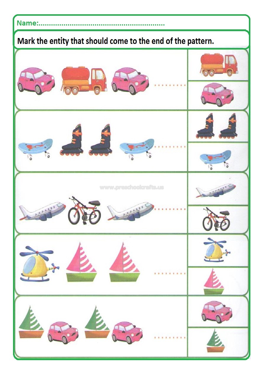 Colored Pattern Worksheets for Kids Preschool and Kindergarten