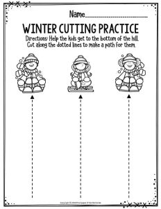 Preschool Worksheets Winter Cutting Practice The Keeper of the Memories