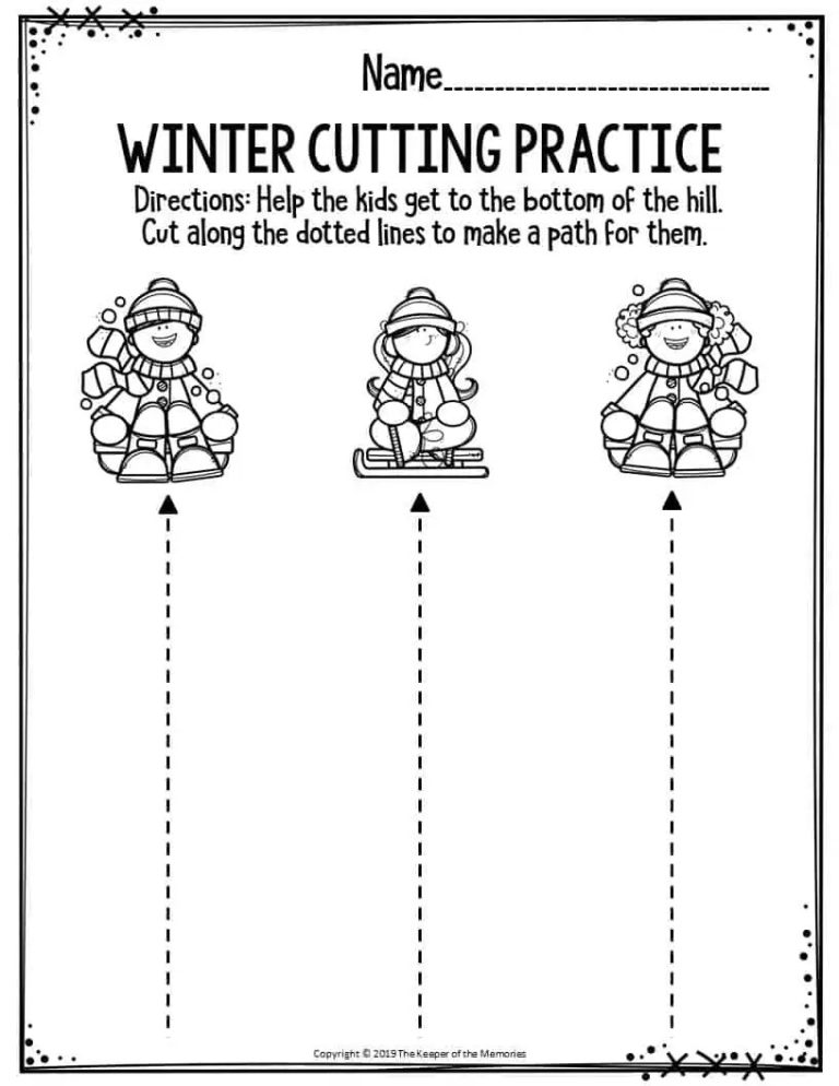 Kindergarten Cutting Activities Worksheets