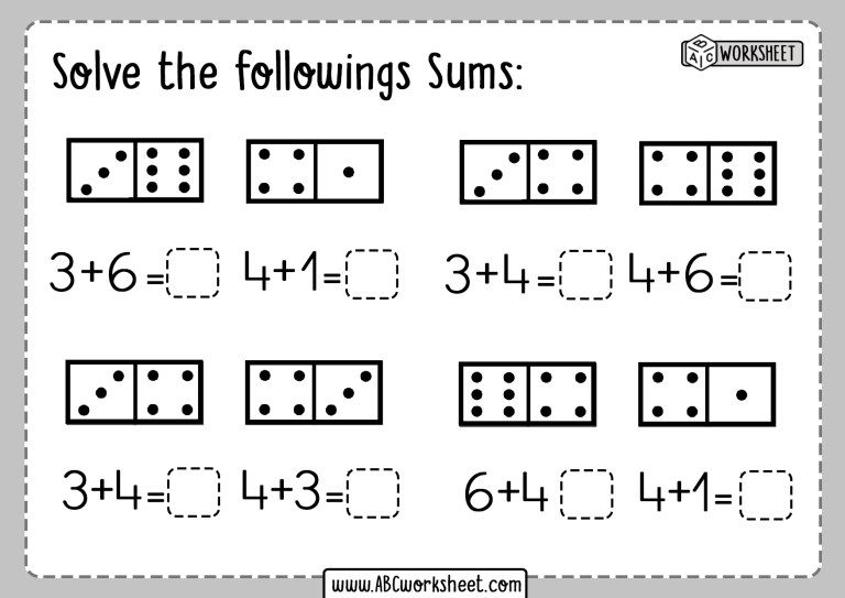 Kindergarten Addition worksheets Domino addition Sheets