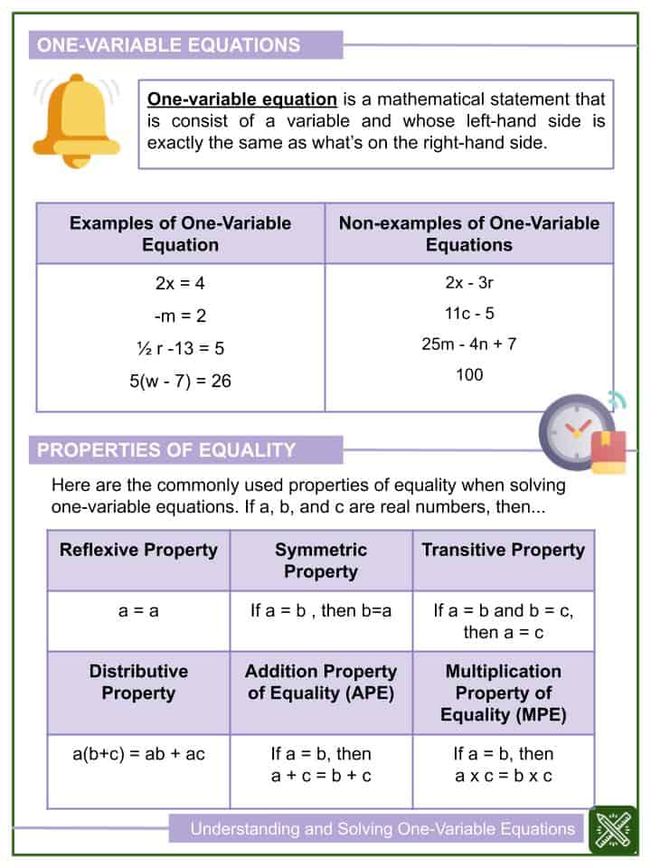 Understanding and Solving OneVariable Equations 6th Grade Worksheets