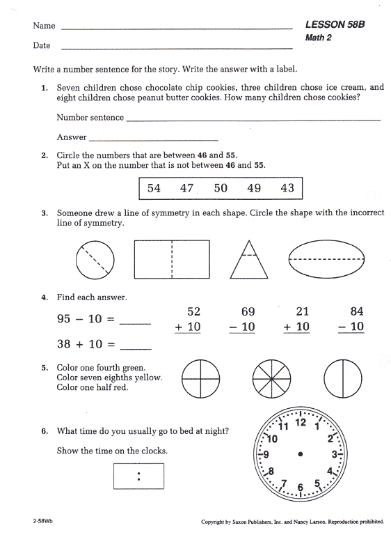 Saxon Math Kindergarten Printable Worksheets Free