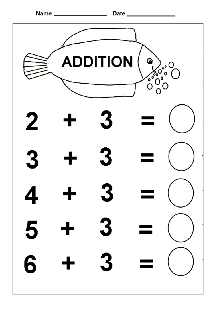 Math Worksheets Kindergarten Addition
