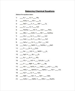 Sample Balancing Equations Worksheet Templates 9+ Free Documents
