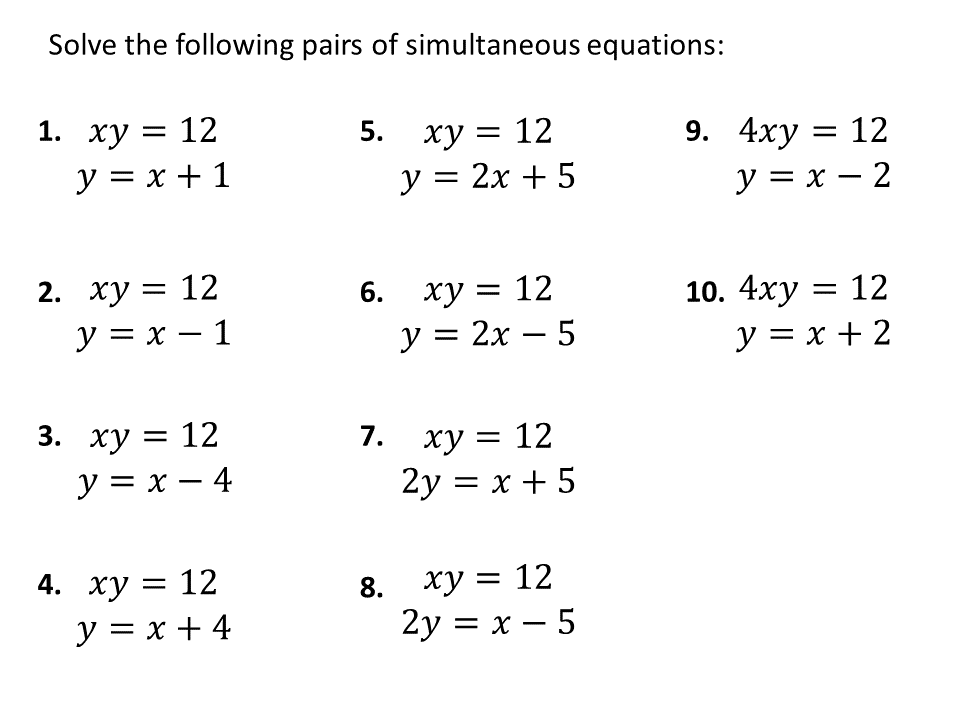 Solving Linear And Quadratic Simultaneous Equations Tes Tessshebaylo