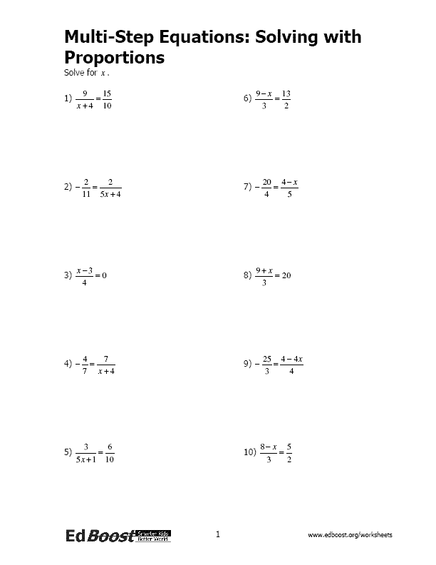 Multi Step Equation Worksheets Pdf
